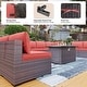 preview thumbnail 8 of 28, Kullavik 15PCS Outdoor Patio Furniture Set with Fire Pit Table & Glass Top Coffee Table