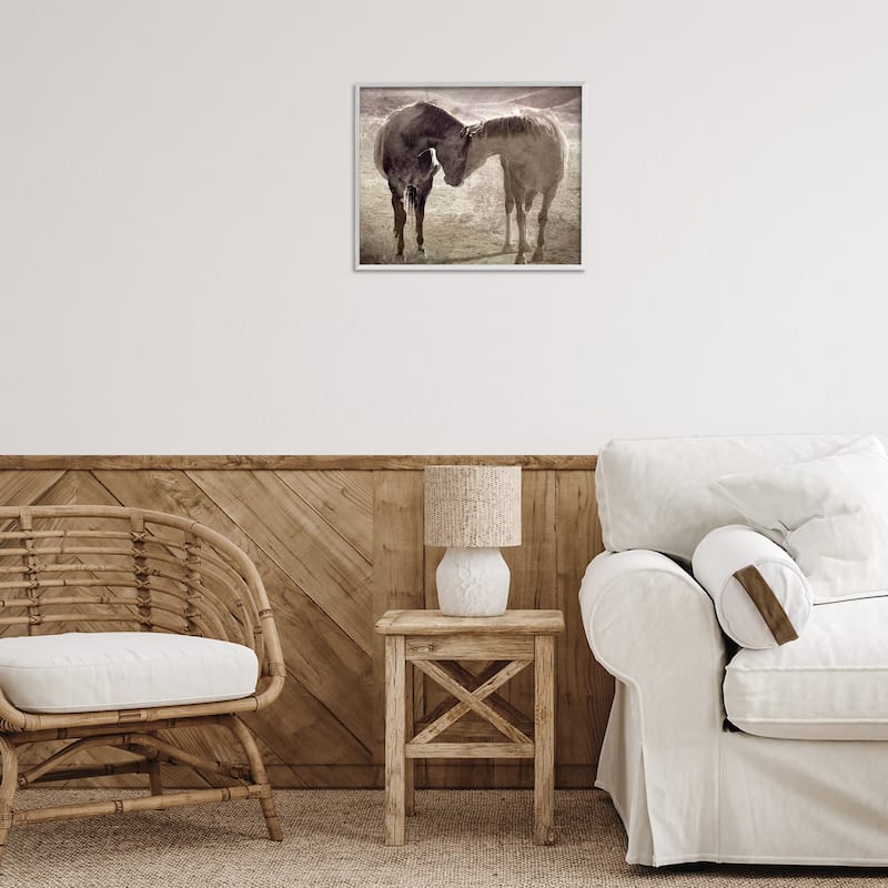 Stupell Muted Horse Pair Hugging Framed Giclee Art Design By Steve Toole