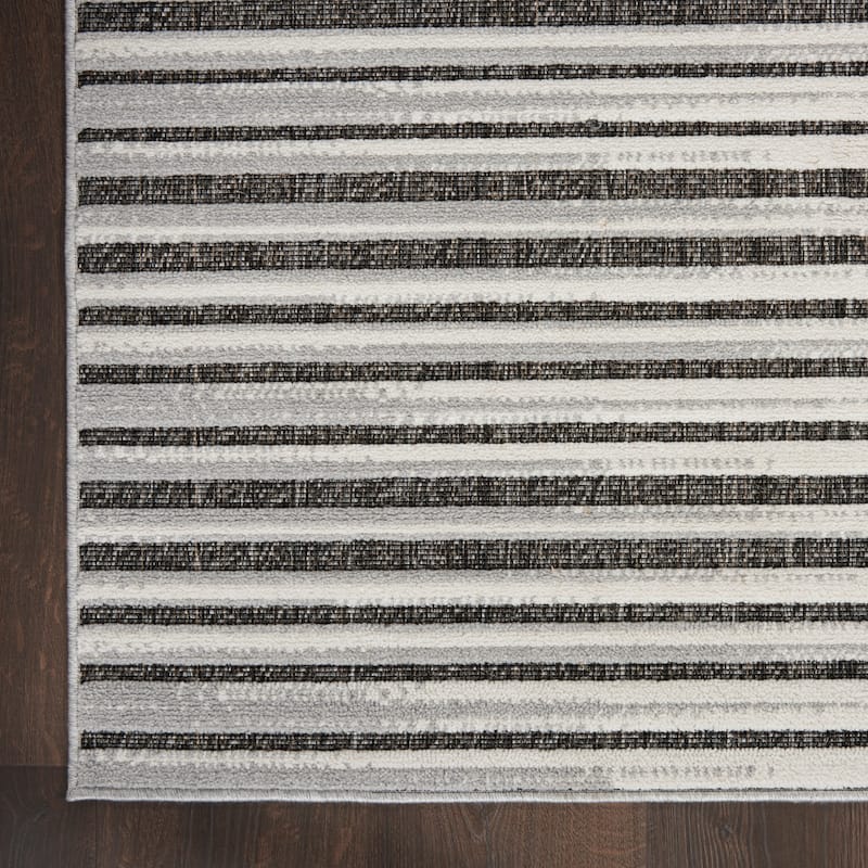 Nourison Calobra Traditional Geometric Stripe Indoor Outdoor Striped Area Rug