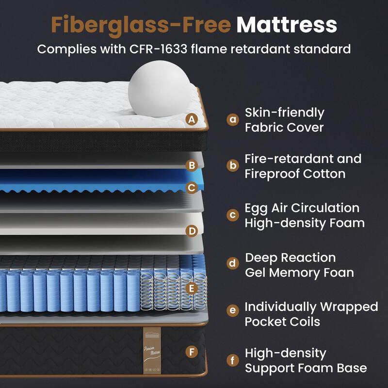 GDFStudio Marcelline 10" Fiberglass-Free Flexpedic Mattress with Pocket Springs