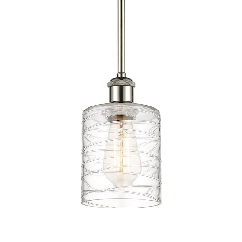 Innovations Lighting 516-1S-8-5 Cobbleskill Pendant Cobbleskill 5" - Deco Swirl / Polished Nickel