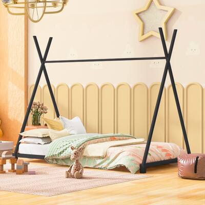 Twin Size Kids House Bed Tent Bed Frame with Triangle Structure, Fun Playhouse Design, No Box Spring Needed🛍️🛒