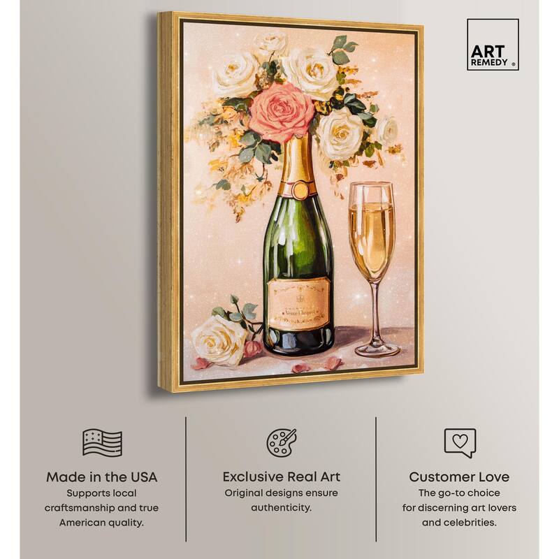 Blooming Champagne Vase Canvas by Art Remedy