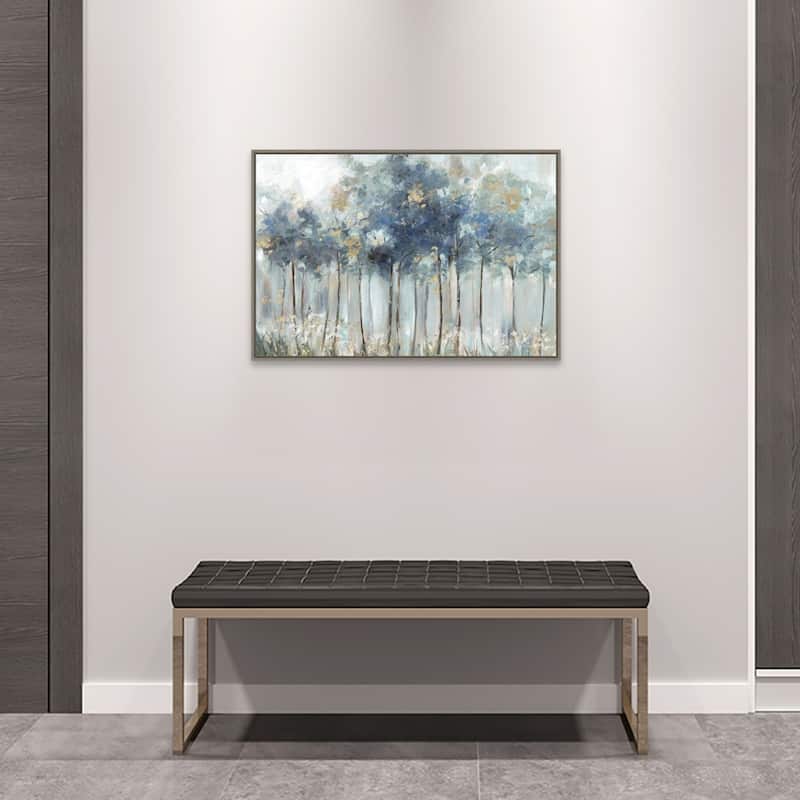 Blue and Gold Forest by Allison Pearce Framed Canvas Wall Art Print - Sylvie Greywash