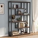preview thumbnail 3 of 18, 6-Tier Etagere Bookcase, Modern Industrial Staggered Bookshelf Black/Brown
