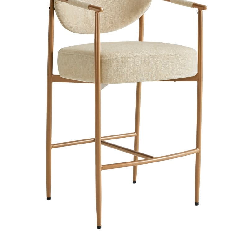 Spruce & Spring Modern Counter Stool with Gold Metal Frame and Woven Strap Arm