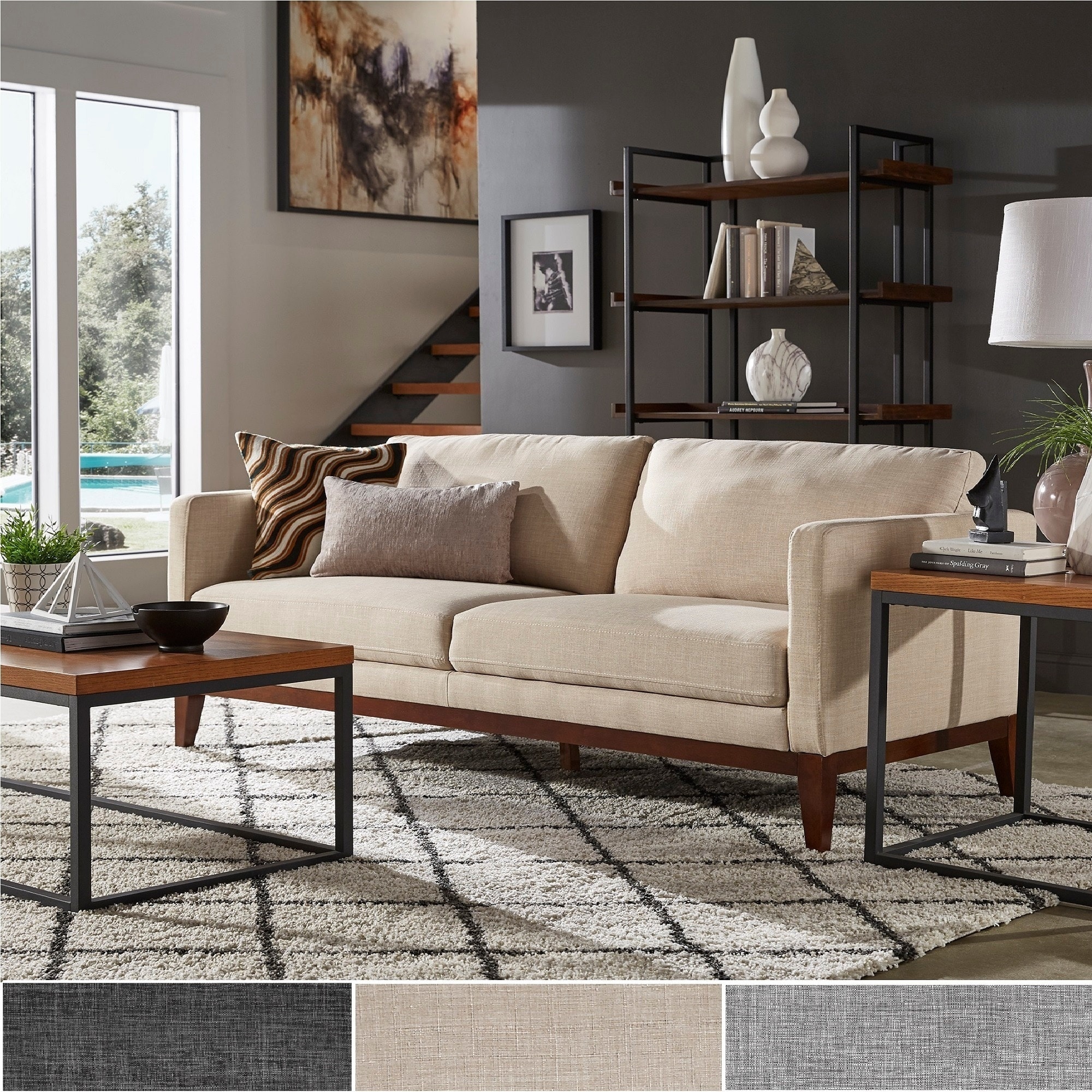 Vail Linen Upholstered Sofa and Loveseat by iNSPIRE Q Modern