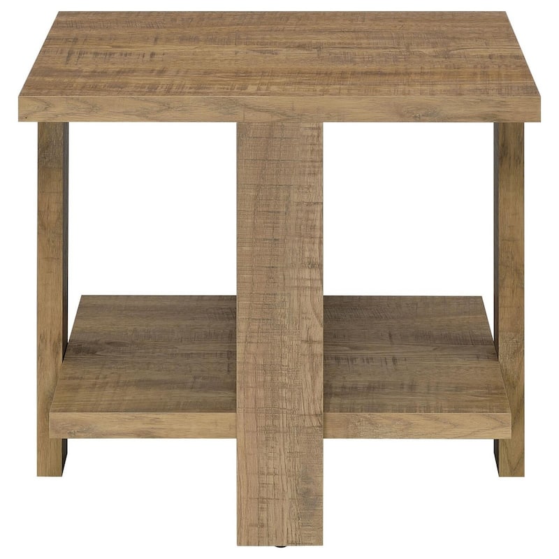 23.5 in. Mango Brown Square Wood End Table, Sturdy Build End Side Table for Living Rooms