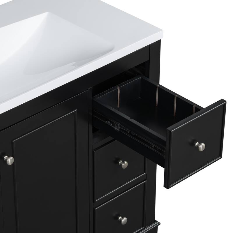 GDFStudio - Mario 36" Bathroom Vanity Cabinet with 4 Drawers and 1 Soft-Close Door