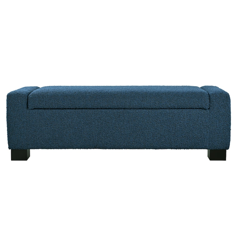 Rectangular Ottoman Bench in Textured Fabric with Hinged Lid for Seating, Footrest and Hidden Storage