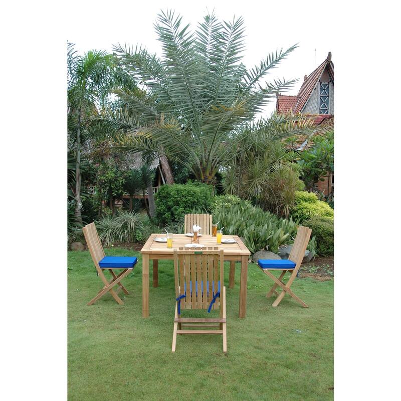 Folding Dining Set 7 Piece - Outdoor Patio Furniture Teak Wood Comfort Chair Set