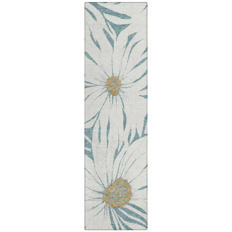 Machine Washable Indoor/ Outdoor Floral Chantille Rug