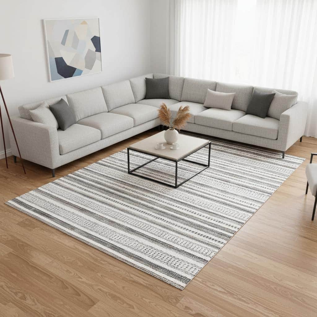 HomeRoots Striped Modern Rectangle Area Rug