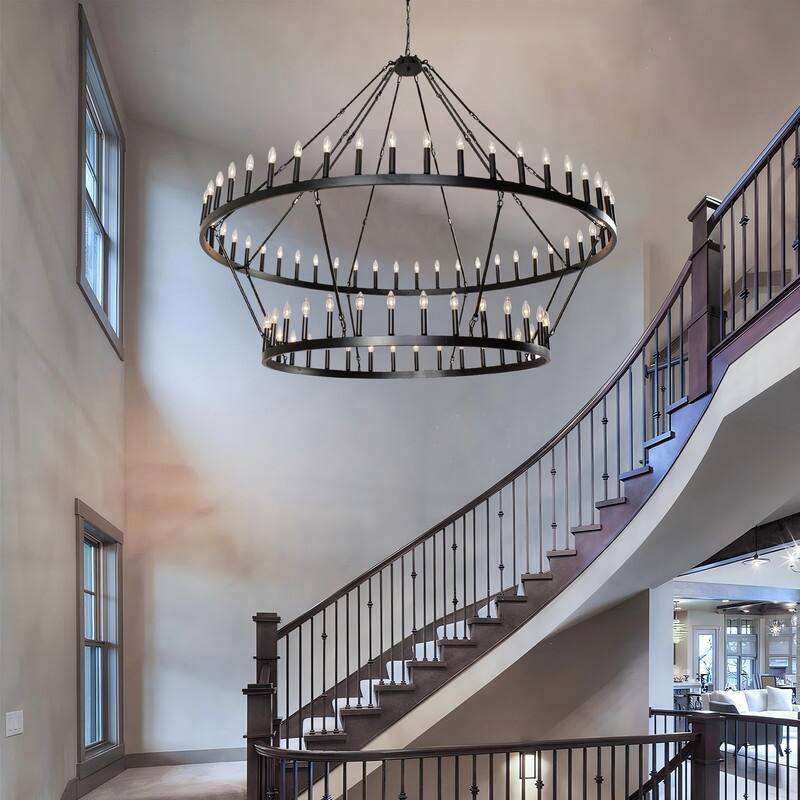 Large Wagon Wheel Chandelier,Round High Ceiling Chandeliers