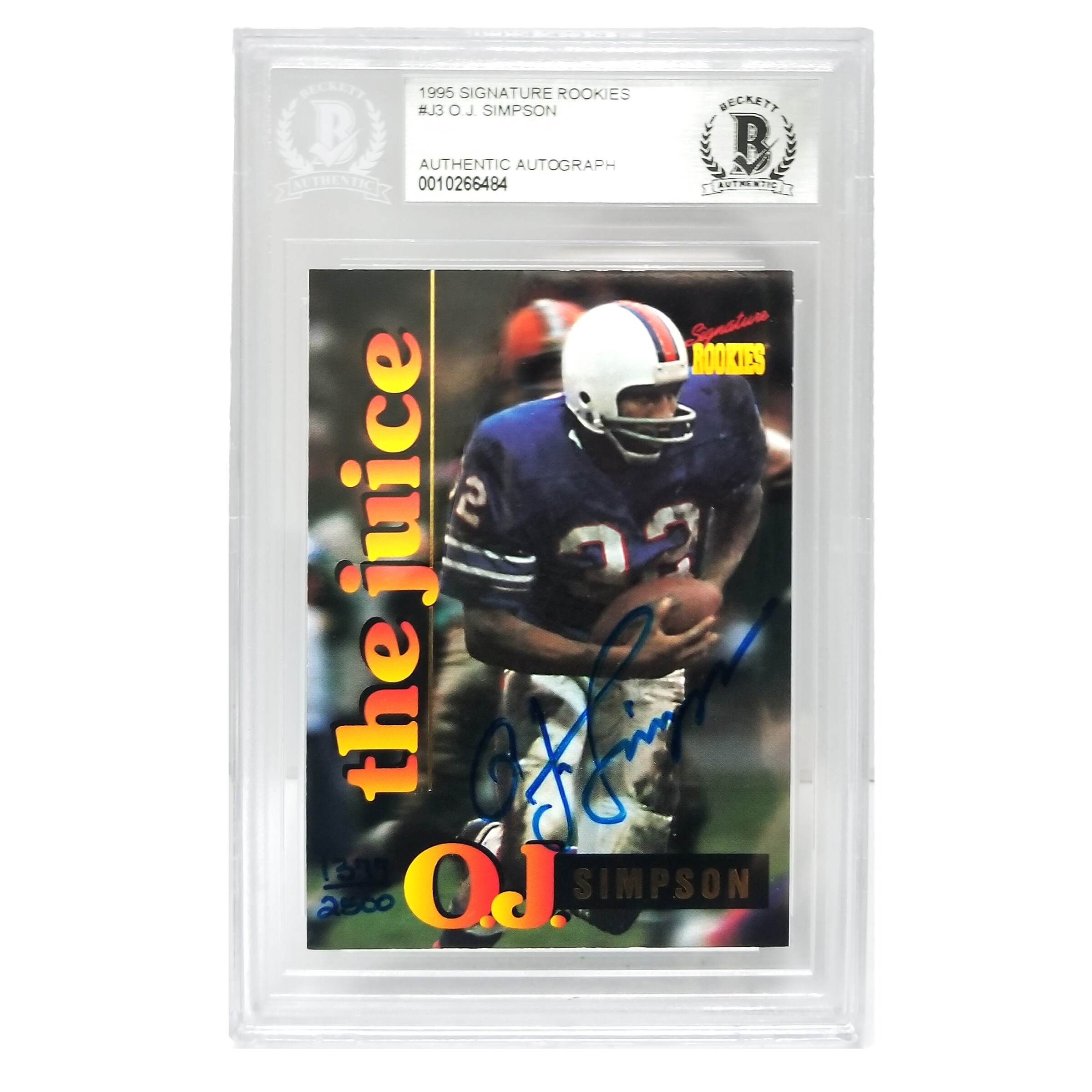 Shop Oj Simpson Buffalo Bills 1995 Signature Rookies Trading Card J3 Beckett Encapsulated Overstock 27995991