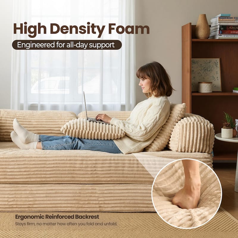 OVIOS Non-Aseembly Convertibe Modular Loveseat Sofa Bed