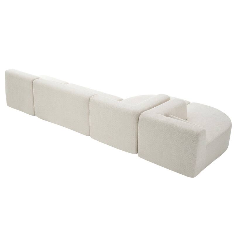 Free Combination Upholstered Sectional Sofa, Sofa Set with Curved Chaise Lounge, Large Floor Couch with Pillows