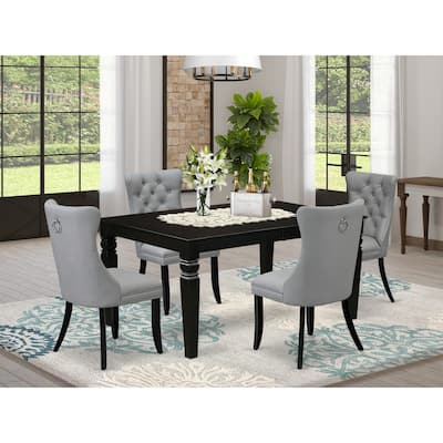 East West Furniture Dining Table Set Includes a Rectangle Wooden Table and Parson Chairs, Black (Pieces Options)
