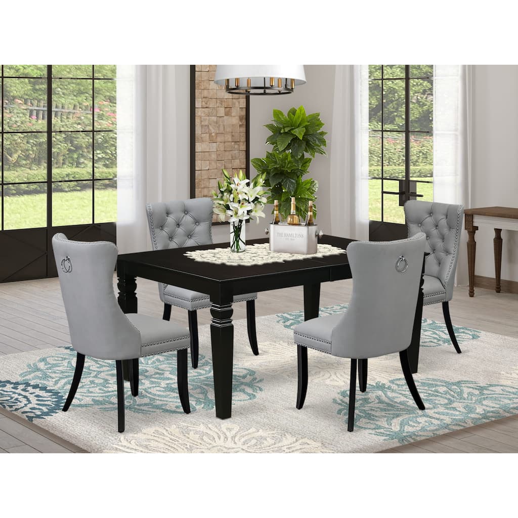 East West Furniture Dining Table Set Includes a Rectangle Wooden Table and Parson Chairs, Black (Pieces Options)