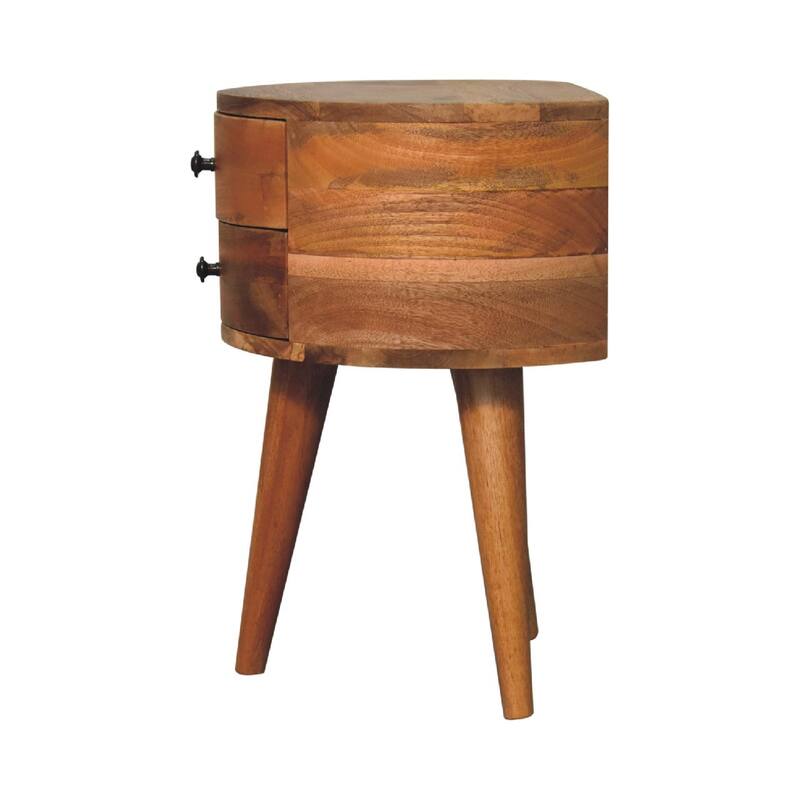 HomeRoots 20" Brown And Oak Solid Wood Oval Two Drawer Nightstand