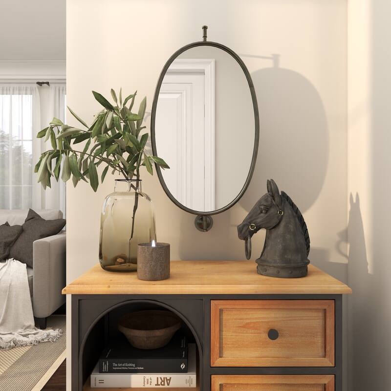 Black Wood Industrial Wall Mirror 29 x 15 x 7 - 15 x 7 x 29