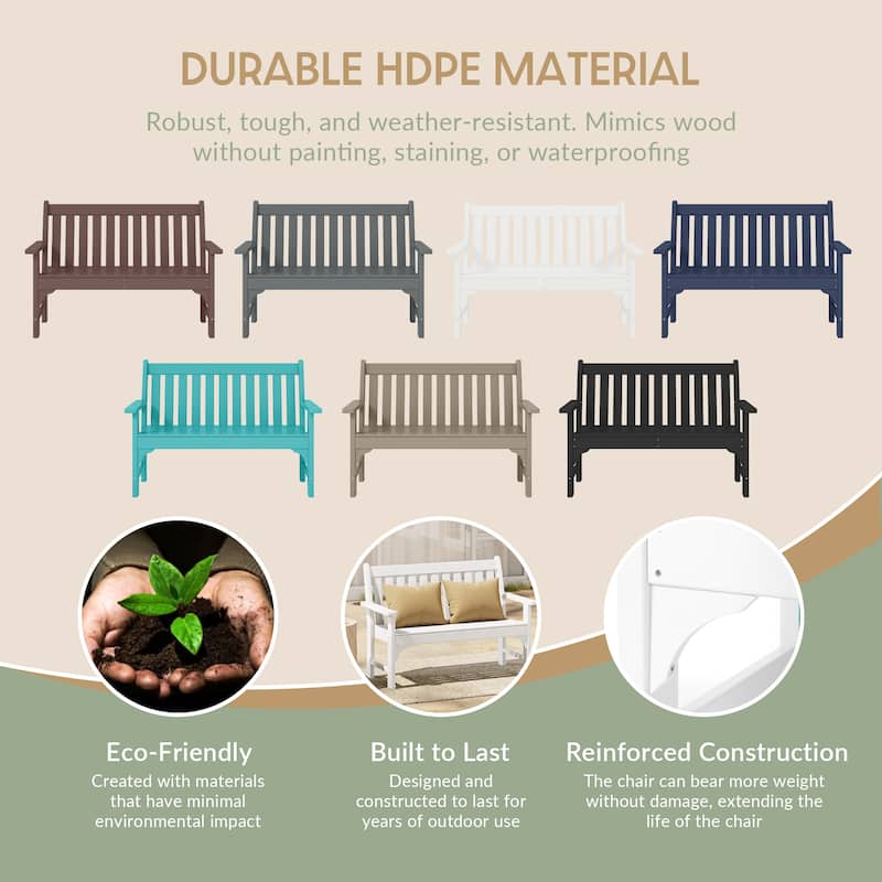 Polytrends Laguna 51" Outdoor Patio 2-Person Garden Bench