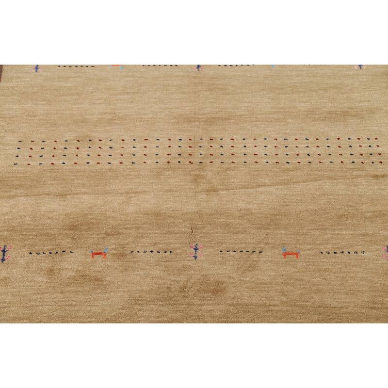 Gold Tribal Gabbeh Indian Area Rug Hand-Knotted Wool Carpet - 4'9"x 6'4"