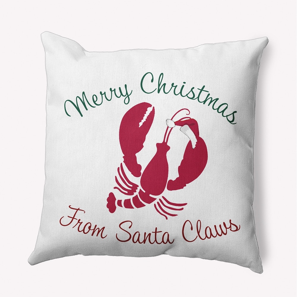 Santa Claws Lobster Beachy Christmas Indoor/Outdoor Throw Pillow