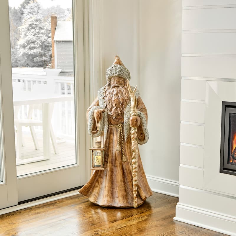 48" Resin Santa With Antller Staff