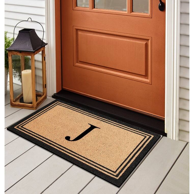 A1HC Natural Coir Monogrammed Heavy Duty PVC Backing Doormat