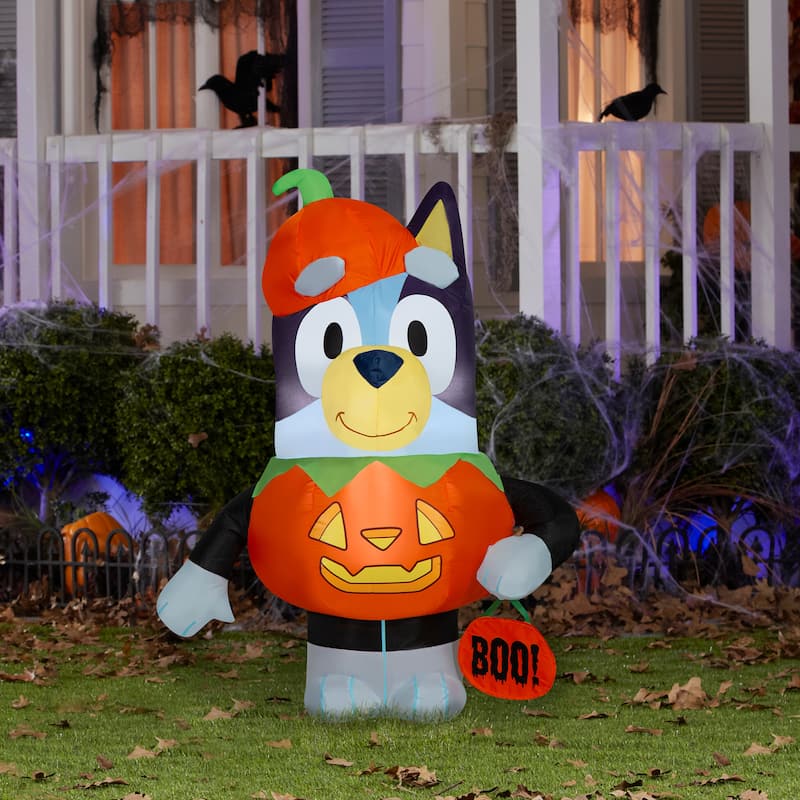Gemmy Halloween Inflatable Bluey in Jack O' Lantern Costume, 3.5 ft Tall