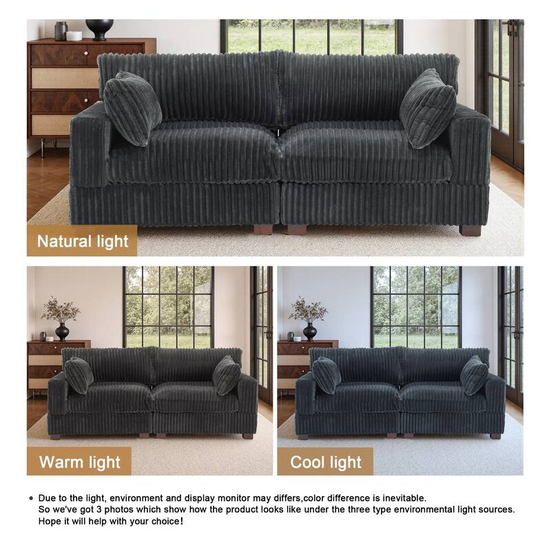 80"W Plush Modular Sectional Sofa with Pillows for Living Room