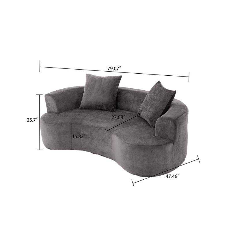 Modern Stylish 2-Seater Frame-Free Compressed Chenille Upholstered Loveseat Sofa with 3 Pillows