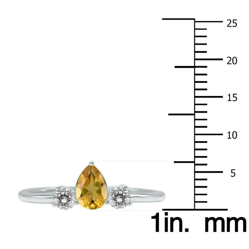Marquee Jewels 1/2 Carat TW Pear Shape Citrine and Diamond Ring in 10K White Gold
