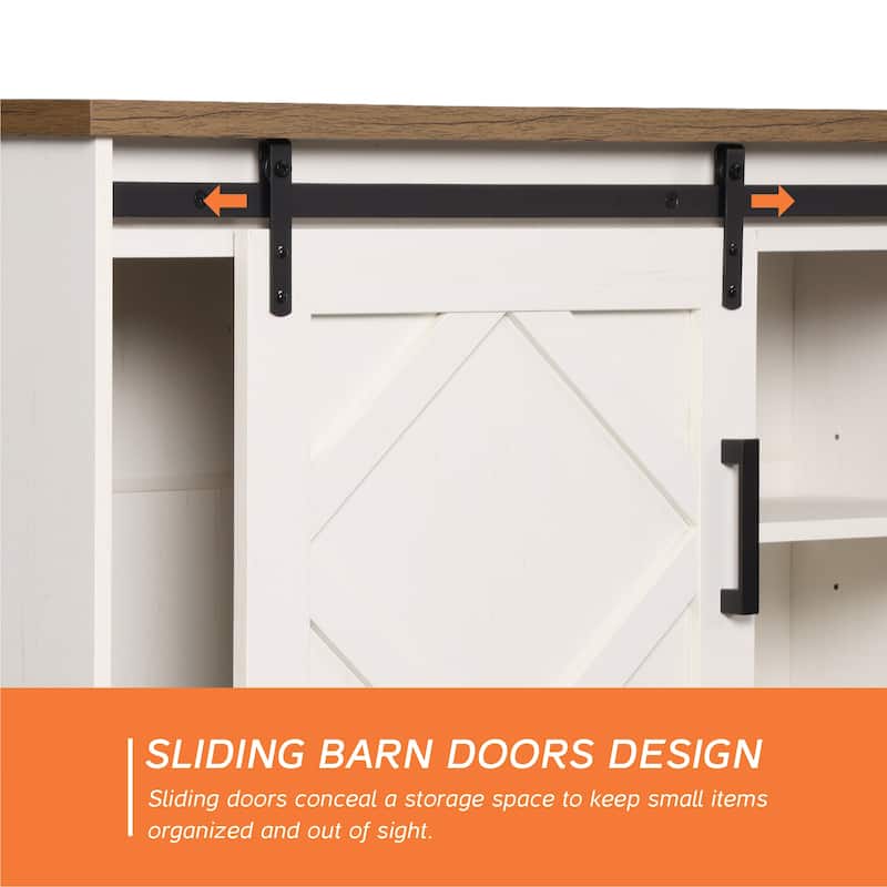 Farmhouse TV Stand Modern Sliding Barn Door Entertainment Center