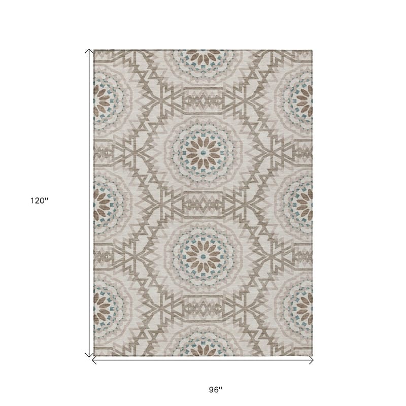 HomeRoots Floral Medallion Transitional Rectangle Outdoor Rug