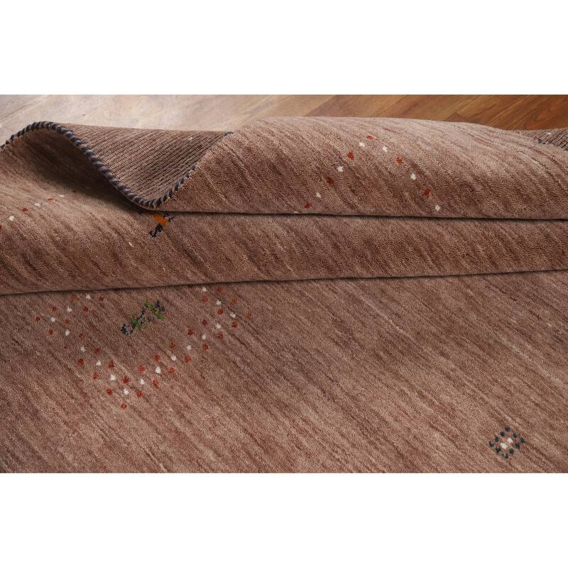 Tribal Gabbeh Indian Area Rug Hand-Knotted Brown Oriental Wool Carpet - 5'0" x 7'10"