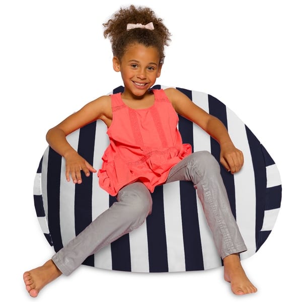 slide 2 of 86, Kids Bean Bag Chair with Washable Cover 38 Inch Large - Canvas Stripes Blue and White