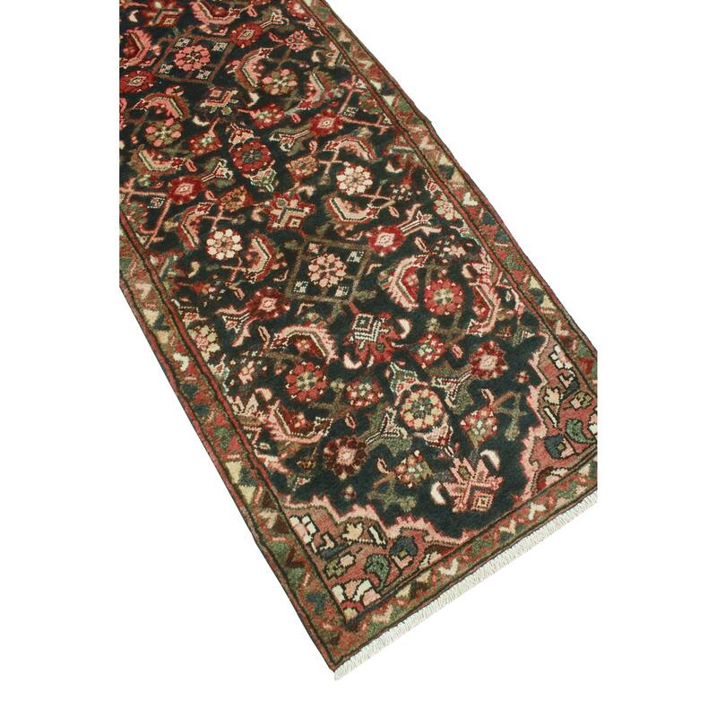 Fine Vintage Distressed Bradley Charcoal/Brown Runner - 2'5" x 11'10"