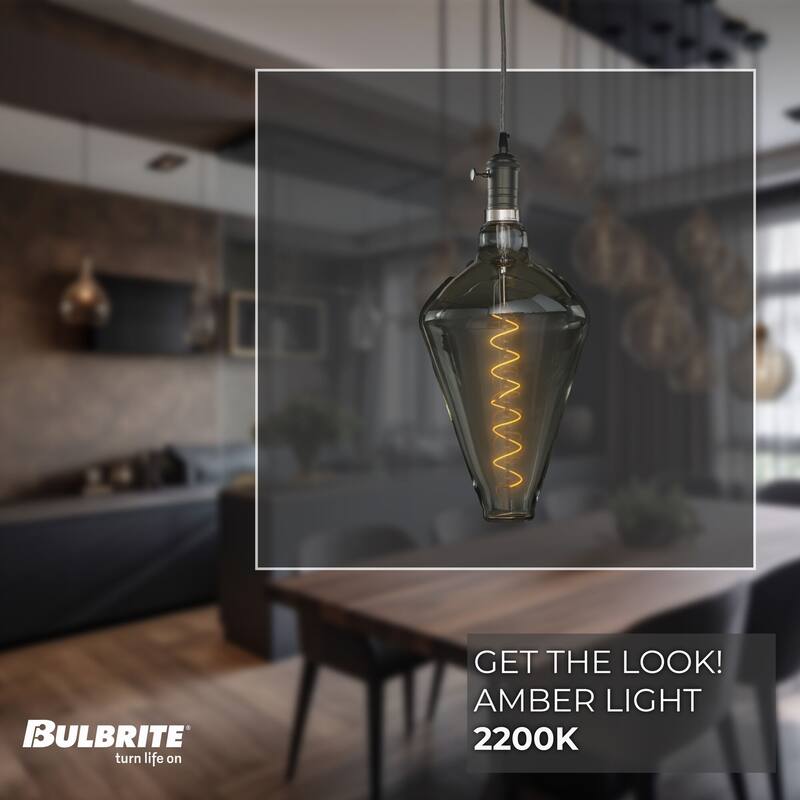 Bulbrite LED Grand Bulb and Pendant Kit Clear Glass 15" Diamond Shaped Bulb
