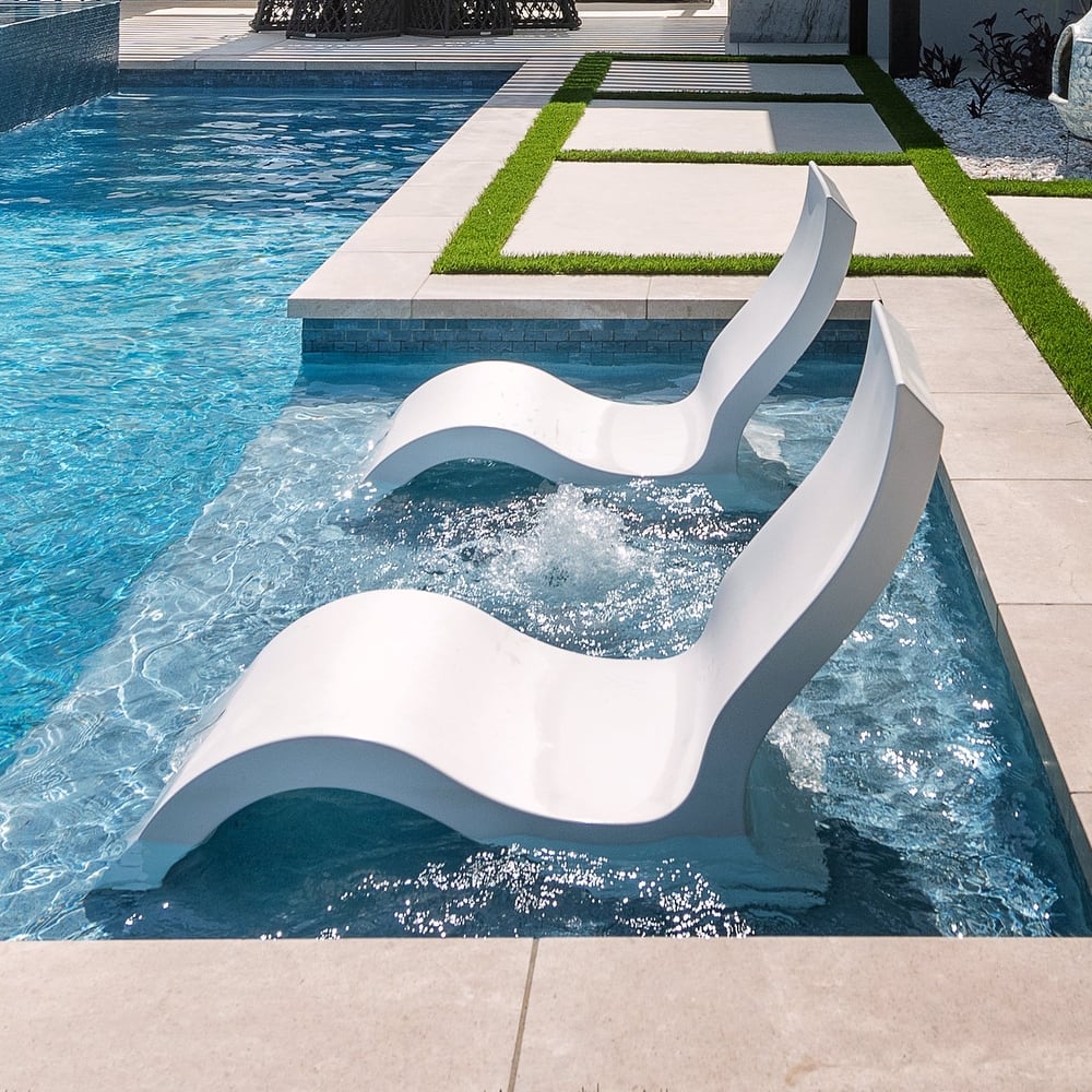 Ledge Lounger - Signature Lowback Chair - for in-Pool or On-Deck Use - Water Depths 0-9" - Set of 2