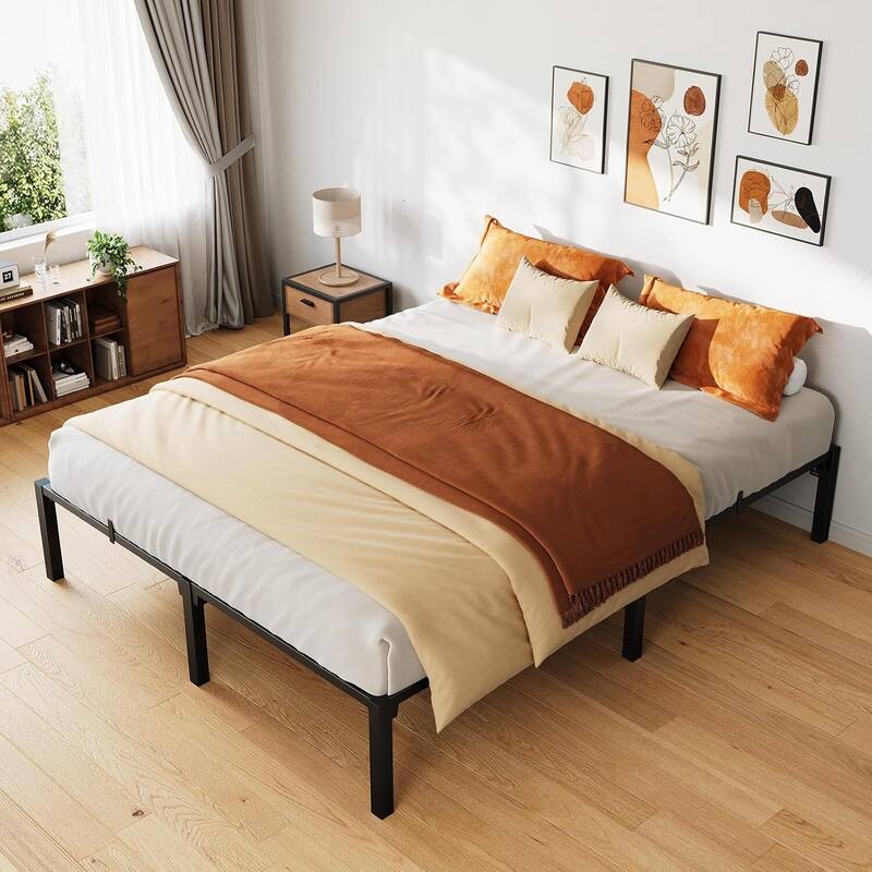 14 Inch Metal Platform Bed Frame Easy Assembly Bed Base for Bedroom and Home Use - King