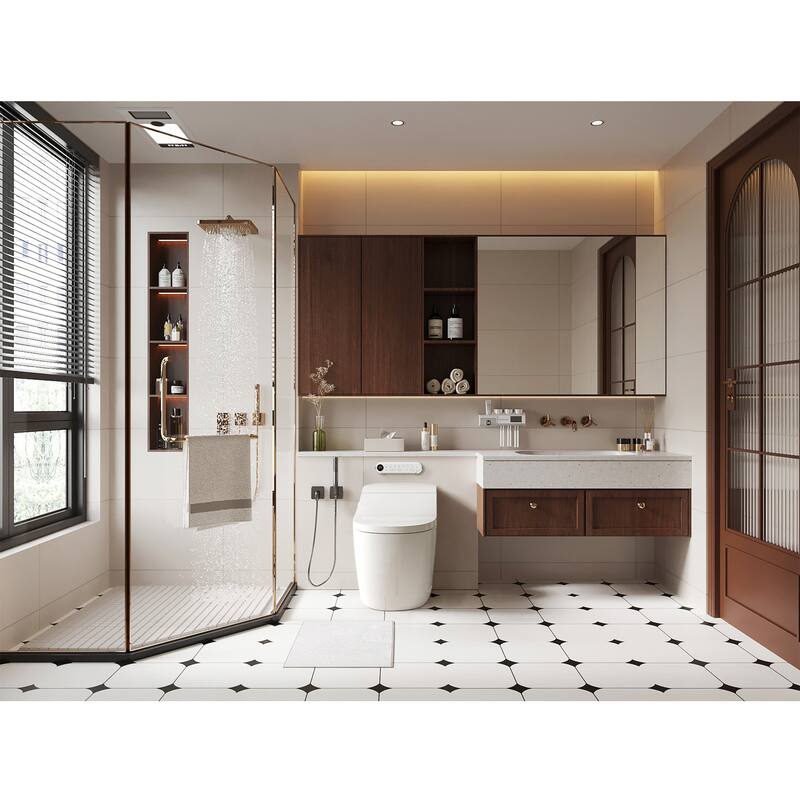 Vittuone Smart Bidet Toilet Combo with Clean Foam Shield Splash Proof,Uv Sterilization,Aroma Diffuser,Foot Sensor Operation