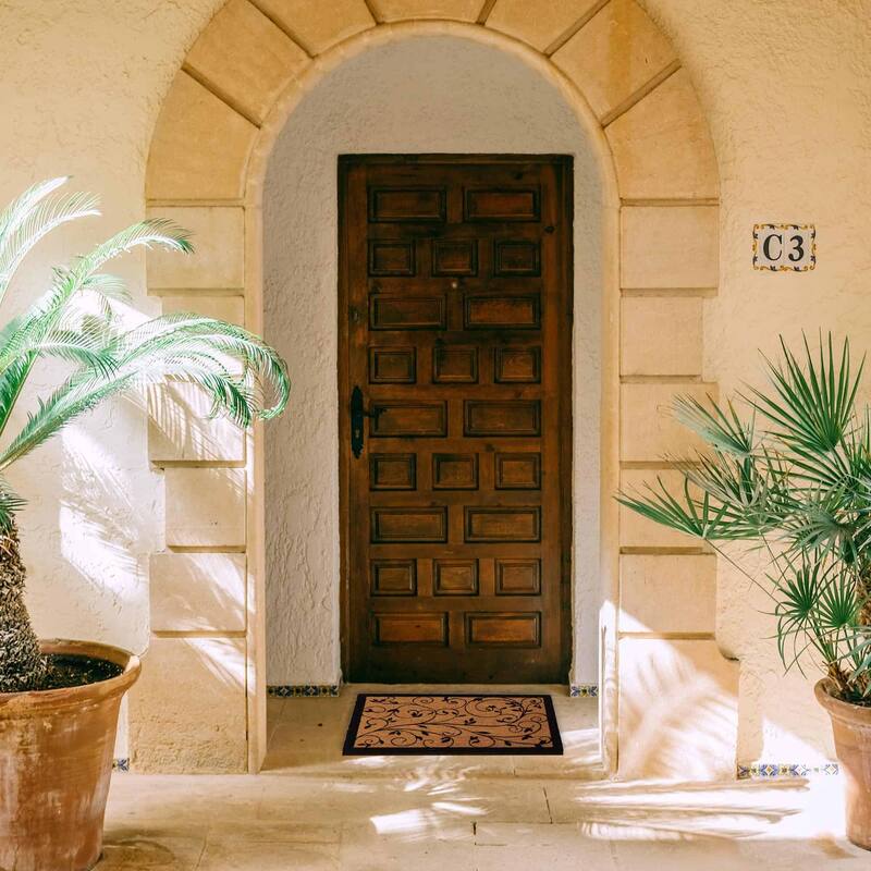 Sheltered Coir Door Mat Leafy Vine Print 30x18 Inch