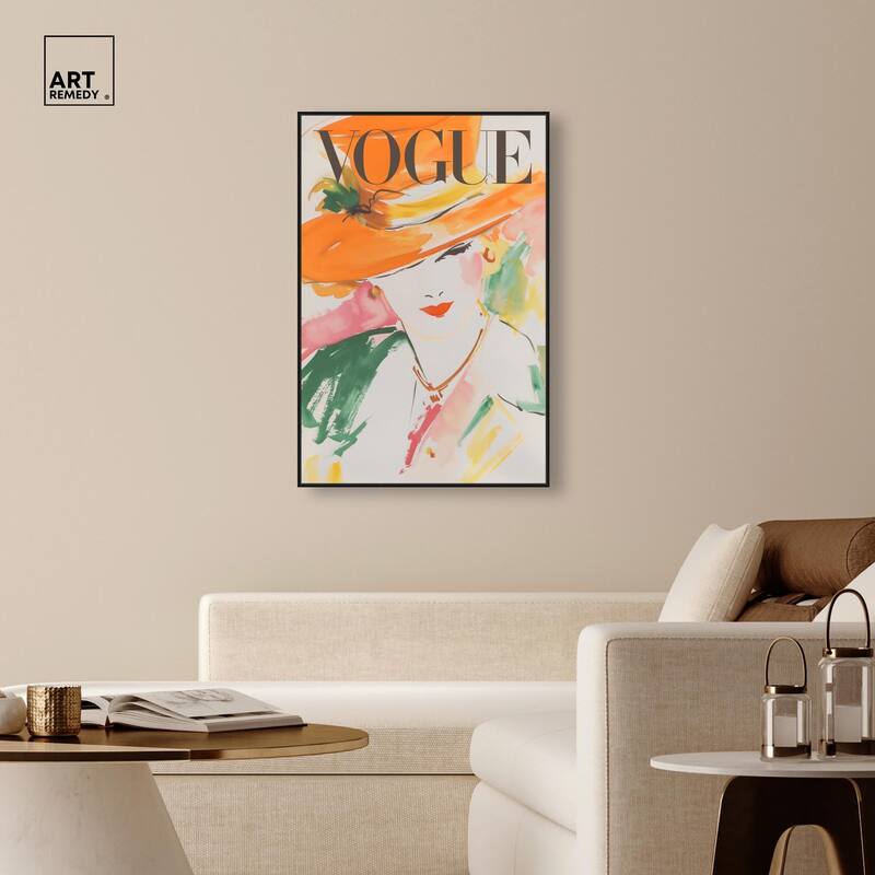 Woman in Hat Cover Canvas by Art Remedy