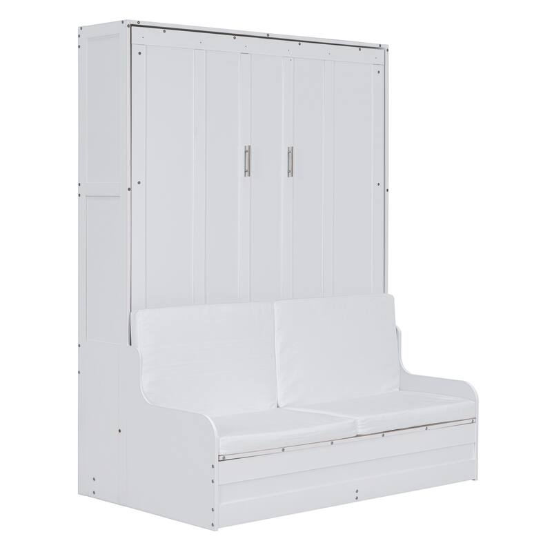 Queen Murphy Bed with Cushion & Cabinet for Master Bedrooms, Guest Rooms - Space-Saving Wall Bed