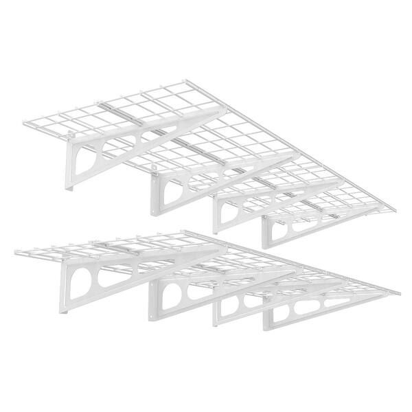FLEXIMOUNTS Wall mounted shelves Garage Storage Metal Shelf White 2'x6