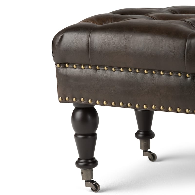WYNDENHALL Donovan 49 inch Wide Traditional Rectangle Ottoman Bench Faux Leather