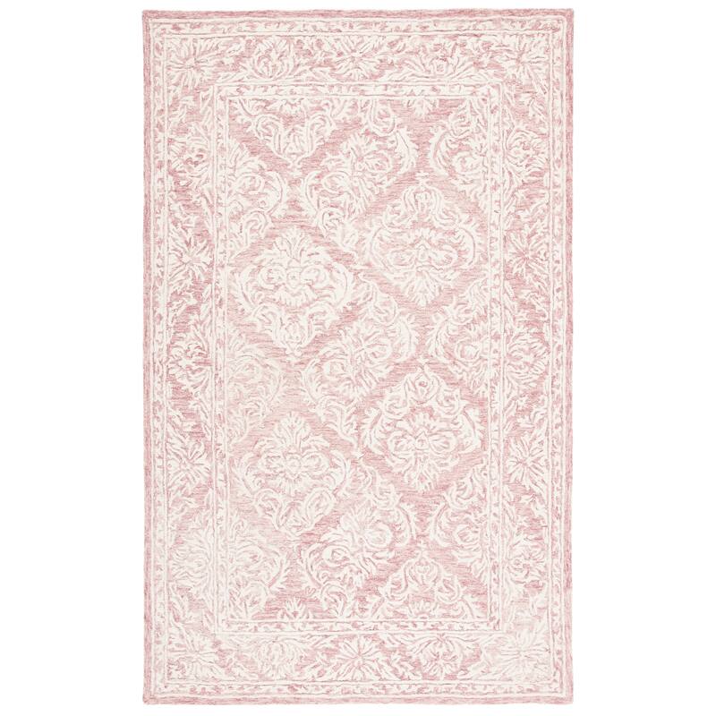 SAFAVIEH Handmade Metro Chiaffreda French Country Wool Rug - 6' Square - Pink/Ivory