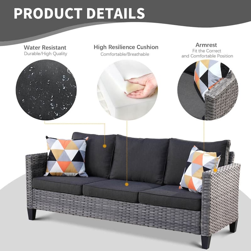OVIOS 8-piece Patio Wicker Conversation Furniture Set with Swivel Chairs